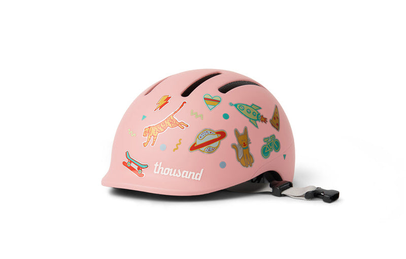 Thousand Jr. Toddler Helmet, pink, decorated with stickers